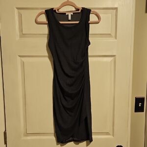 Leith Black Draped Midi Dress